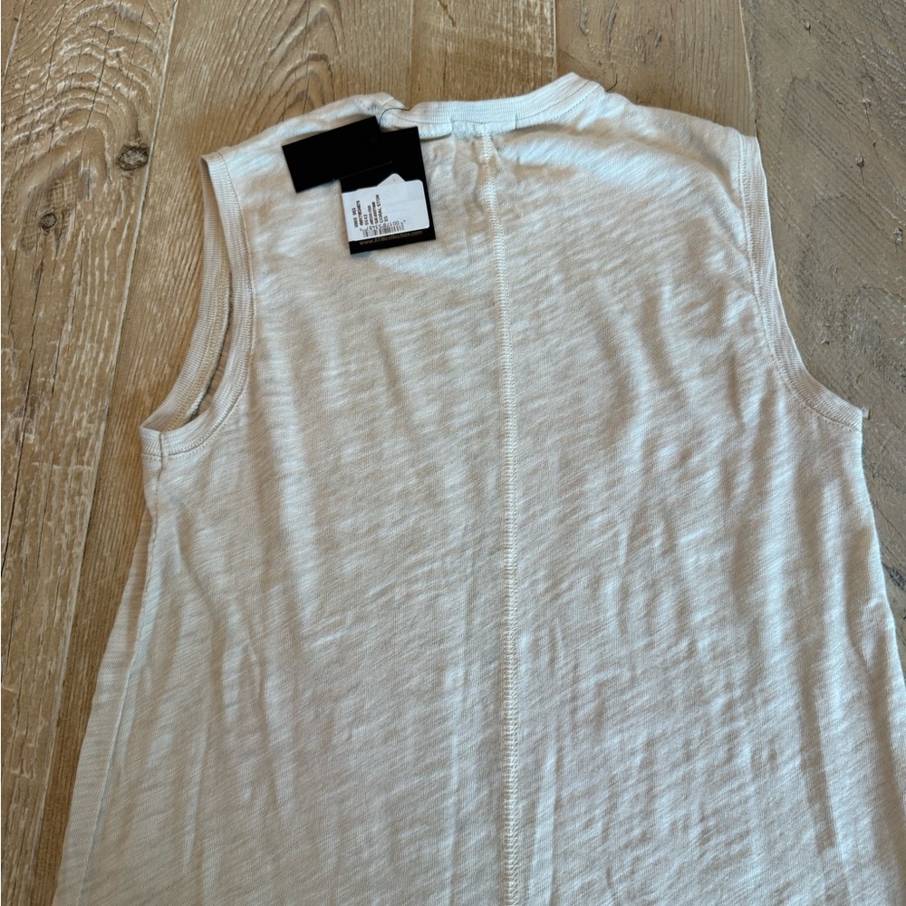 NWT ATM Sleeveless Lightweight Cream Maxi Dress with Subtle Blue Stripe XS - Picture 9 of 10